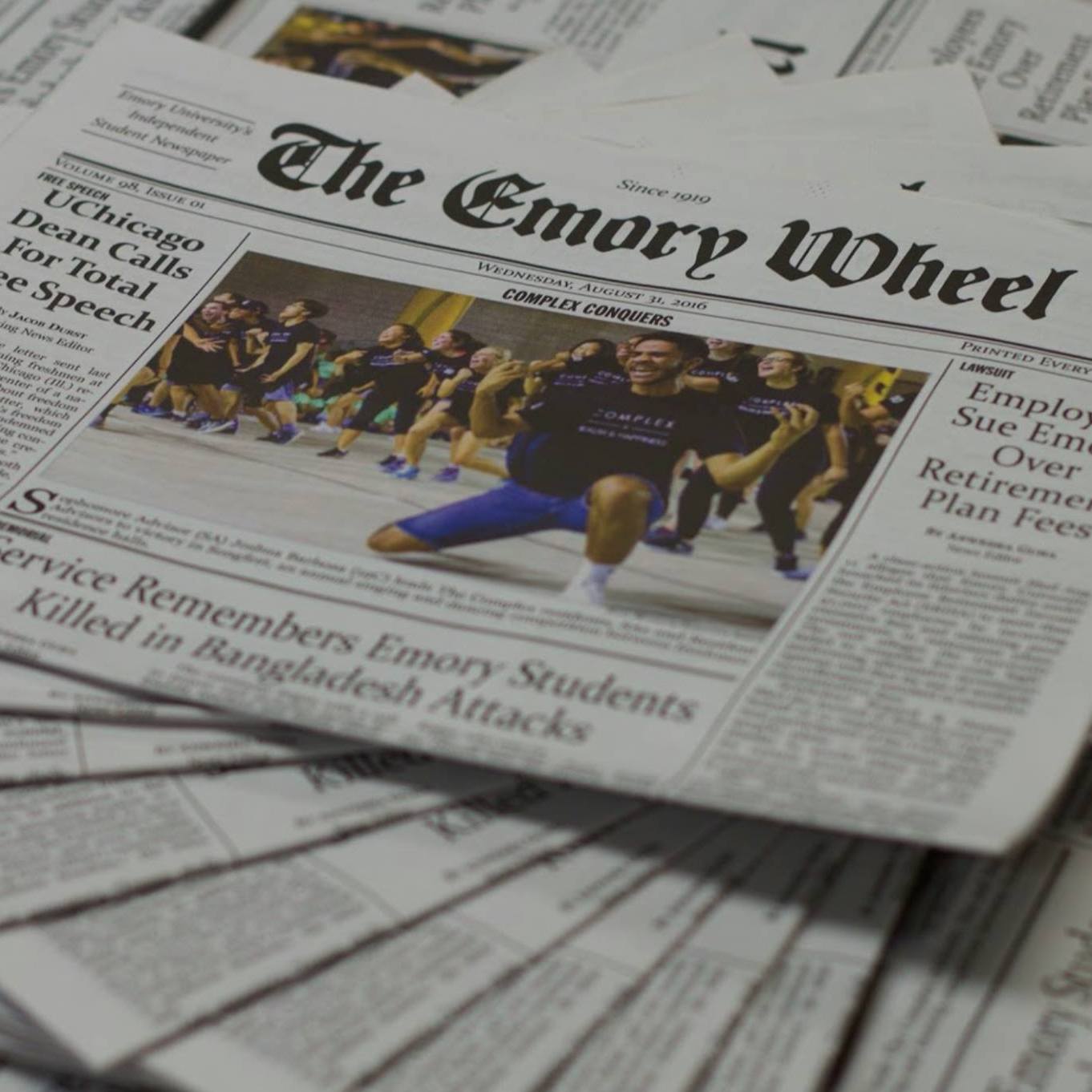 Stack of Emory Wheel newspapers