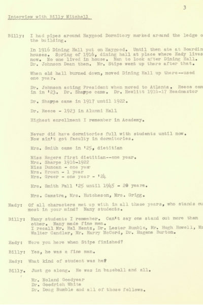 page 3 of transcript of Dean Eady's interview with Billy Mitchell