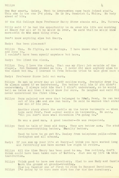 page 4 of transcript of Dean Eady's interview with Billy Mitchell