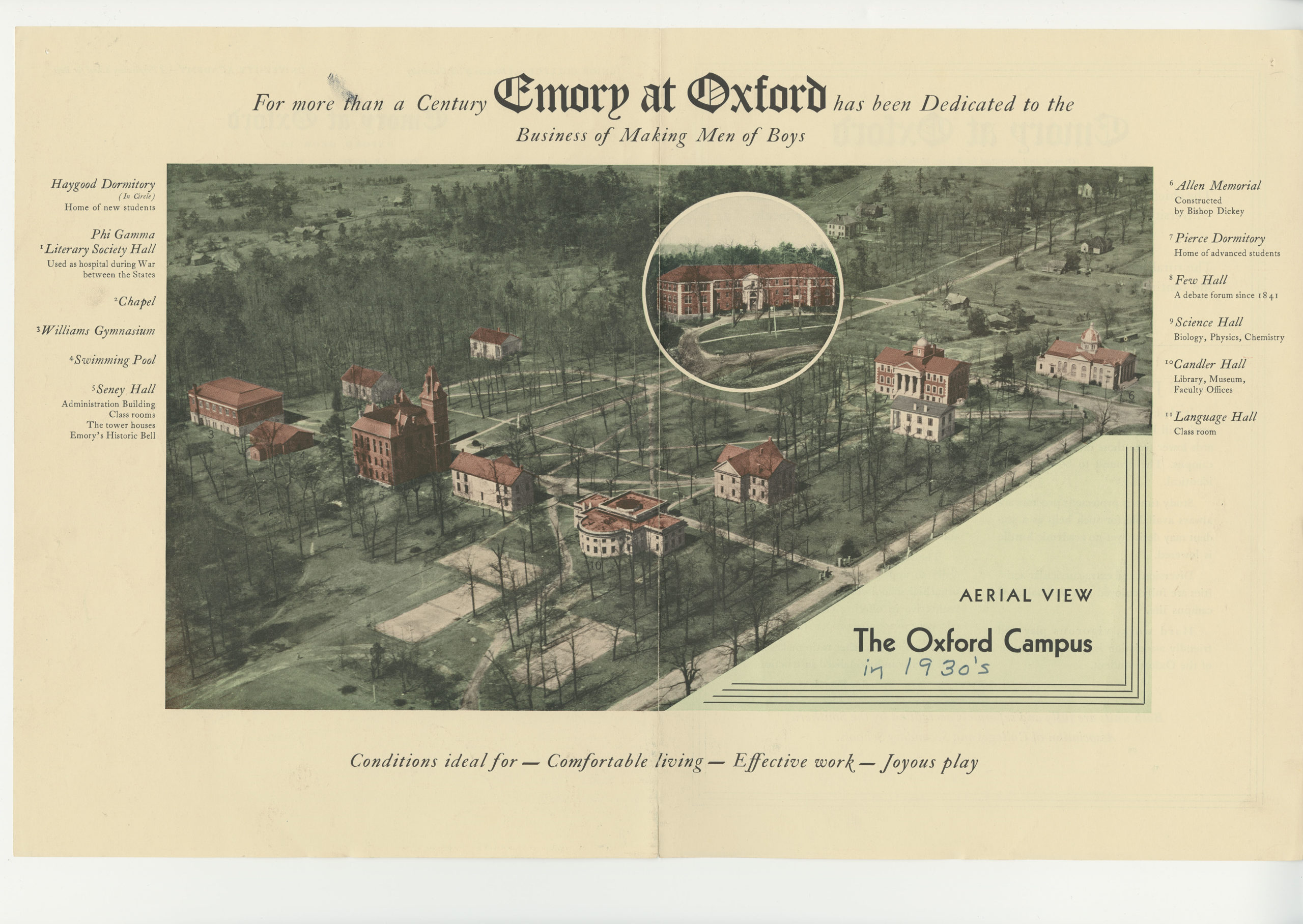Oxford College Campus map from the 1940s.