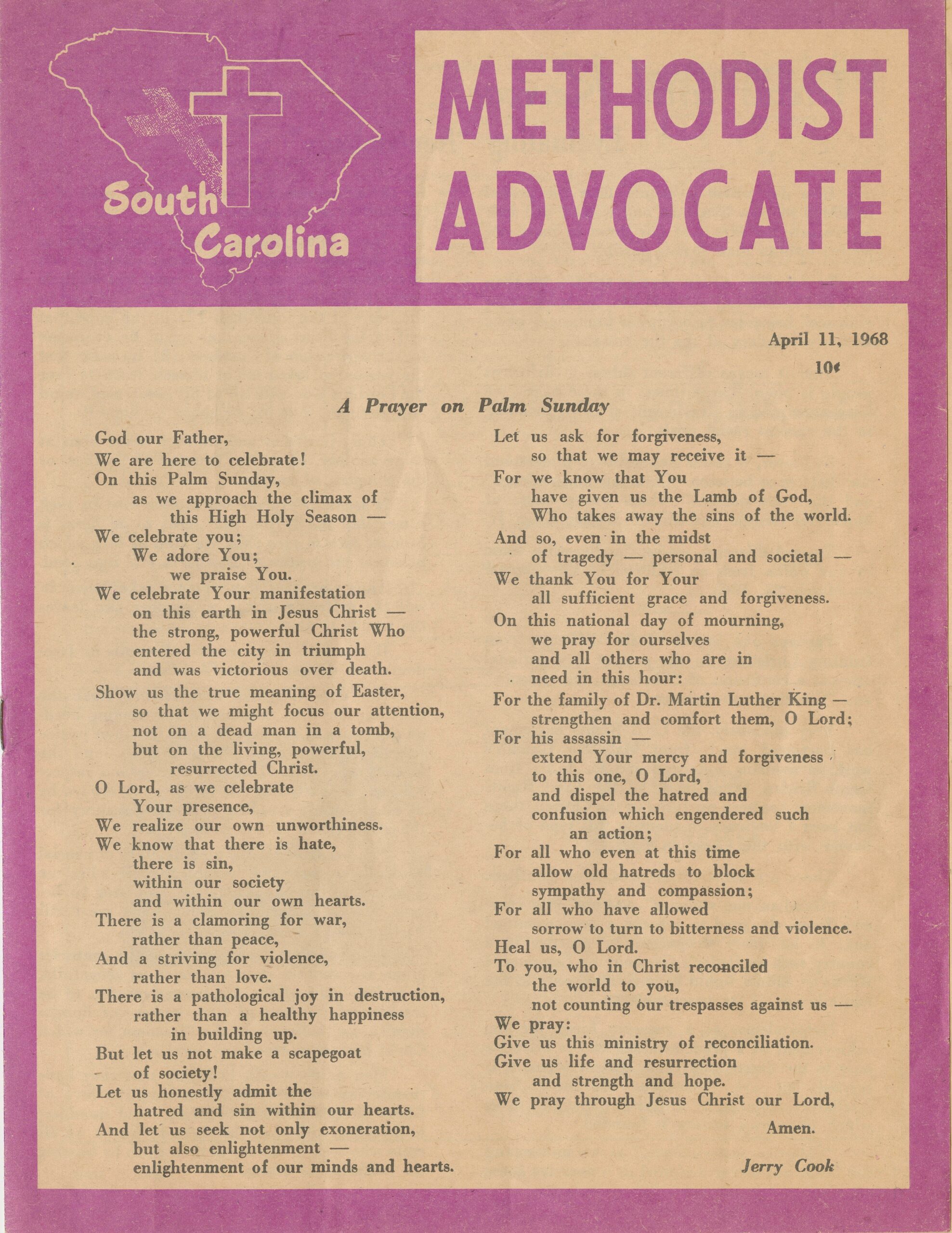Cover of 1968 Methodist Advocate magazine