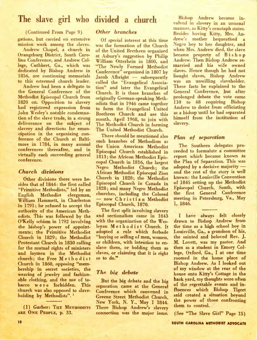 third page of Methodist Advocate article